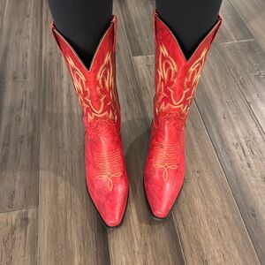 Red Western Embroidered Women's Boots